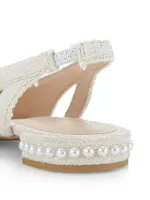 Pearl Imitation-Accent Slingback Flats