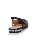 Pearl 20MM Imitation-Accent Leather Slingback Flats