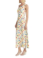 Elena Shell-Print One-Shoulder Midi-Dress