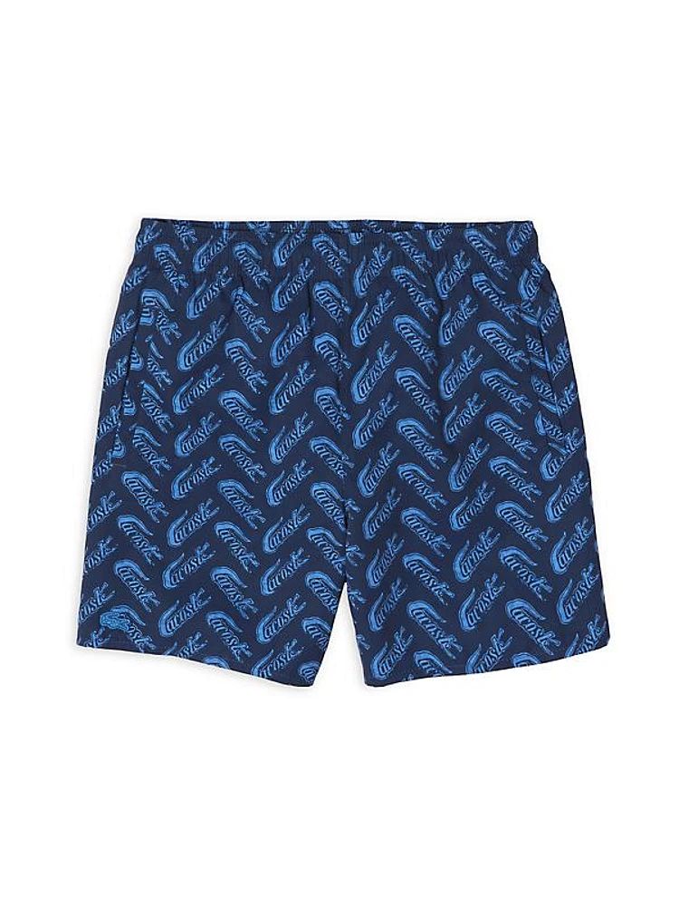 Boy's Logo Print Swim Shorts