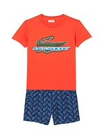 Boy's Logo Print Swim Shorts