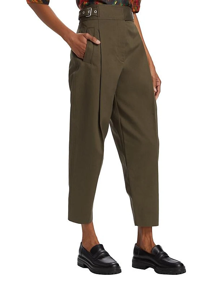 Utility Pleated Cropped Trousers