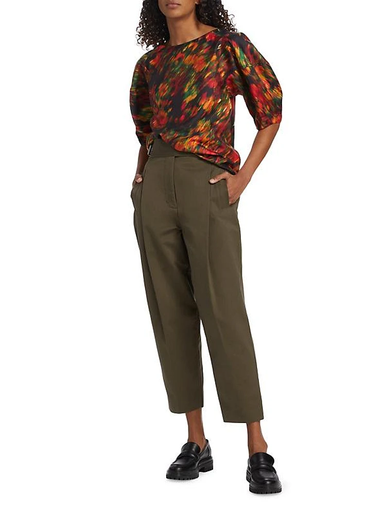 Utility Pleated Cropped Trousers