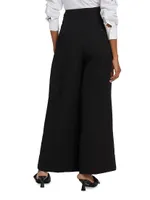 Tie-Waist Wide-Leg Wool-Blend Pants