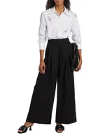 Tie-Waist Wide-Leg Wool-Blend Pants