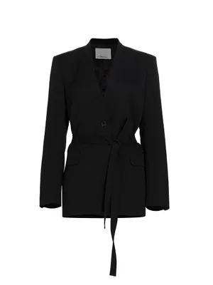 Wool-Blend Tie-Waist Blazer