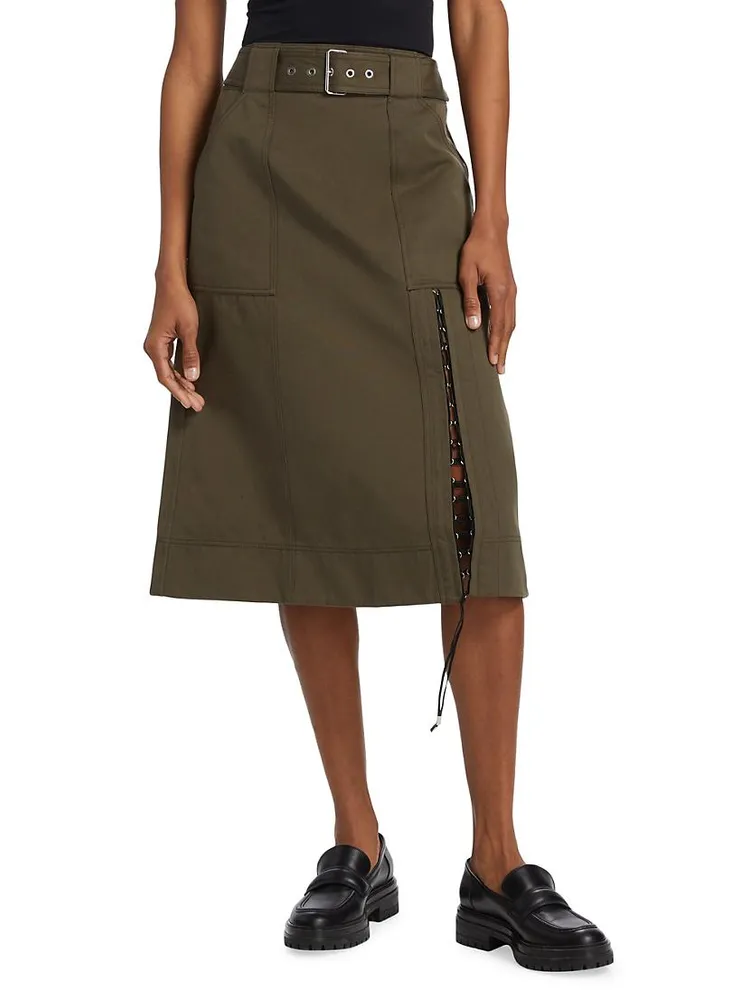 Utility Lace-Up Midi-Skirt