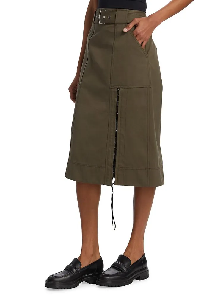 Utility Lace-Up Midi-Skirt