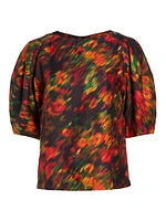 Flowers Motion Silk & Cotton-Blend Top