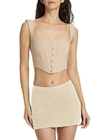 Button-Front Knit Corset Top