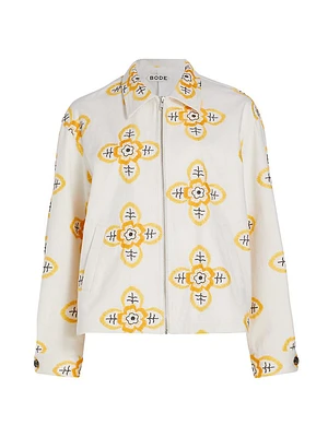 Buttercup-Embroidered Denim Jacket