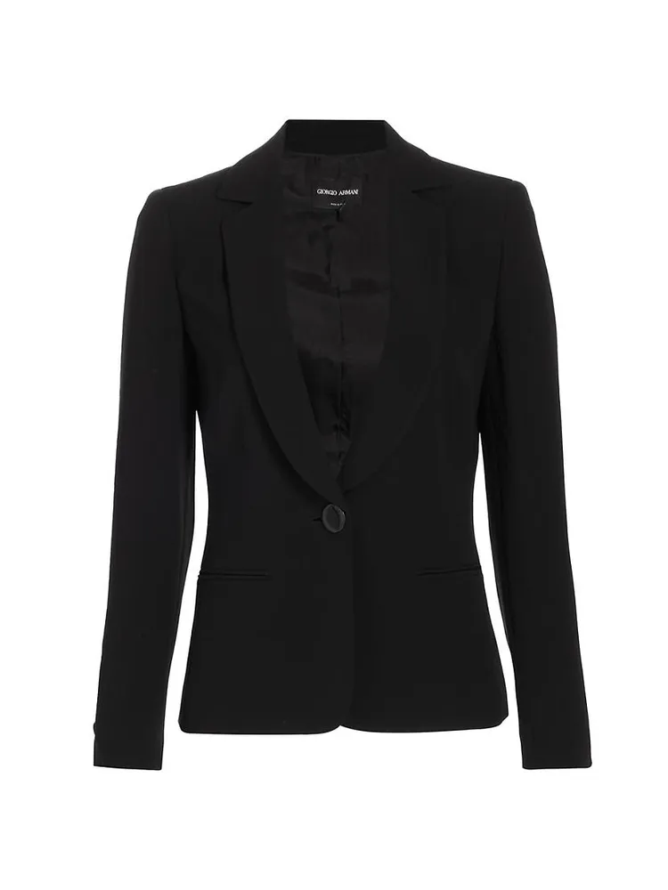 Silk Button-Front Blazer