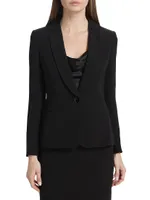 Silk Button-Front Blazer