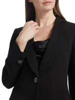 Silk Button-Front Blazer