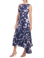 Emmaline Draped Floral Midi-Dress