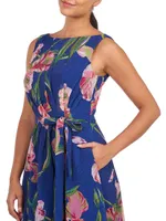 Ali Belted Floral Midi-Dress