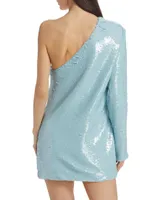 Sherri Sequin One-Shoulder Minidress