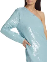 Sherri Sequin One-Shoulder Minidress