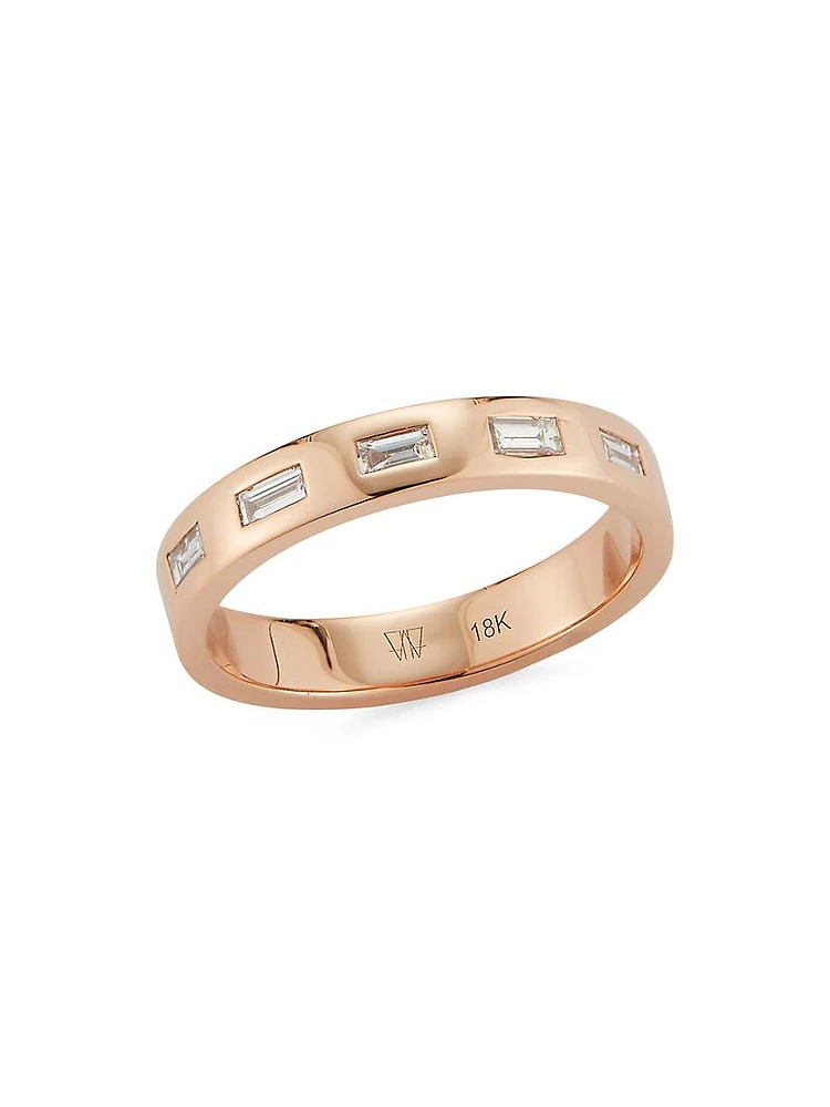 Ottoline 18K Rose Gold & 0.62 TCW Diamond Baguette Ring