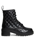 Jodie Diamond-Quilted Leather Lace-Up Boots