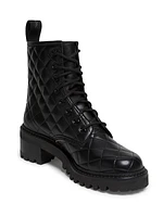 Jodie Diamond-Quilted Leather Lace-Up Boots