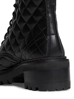 Jodie Diamond-Quilted Leather Lace-Up Boots