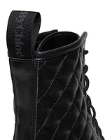 Jodie Diamond-Quilted Leather Lace-Up Boots