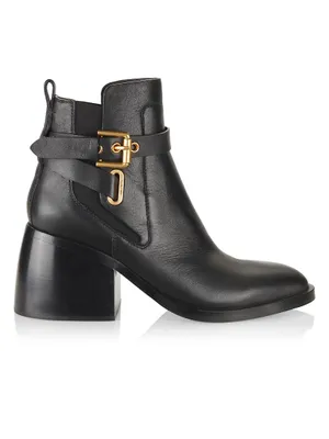 Averi 75MM Block Heel Leather Ankle Boots