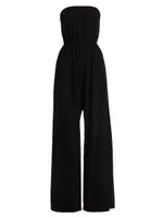 Queen Linen-Blend Strapless Jumpsuit