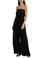 Queen Linen-Blend Strapless Jumpsuit