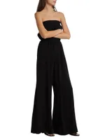 Queen Linen-Blend Strapless Jumpsuit