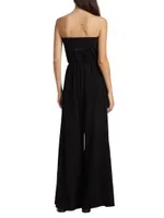 Queen Linen-Blend Strapless Jumpsuit