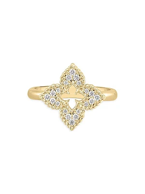 Small 18K Yellow Gold & 0.15 TCW Diamond Venetian Flower Ring