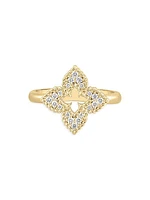 Small 18K Yellow Gold & 0.15 TCW Diamond Venetian Flower Ring