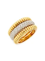 Via Mercanti 18K Yellow Gold ,White Gold & .80 Tcw Diamond Triple Band Ring