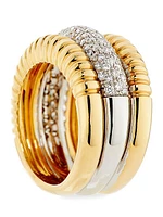 Via Mercanti 18K Yellow Gold ,White Gold & .80 Tcw Diamond Triple Band Ring