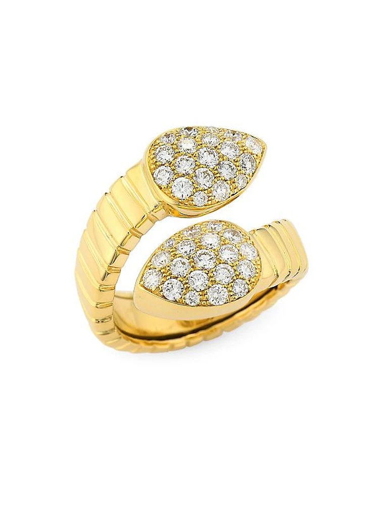 Via Brera 18K Yellow Gold & Pavé Diamond Bypass Pear Ring