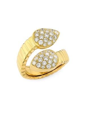 Via Brera 18K Yellow Gold & Pavé Diamond Bypass Pear Ring