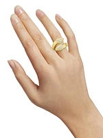 Via Brera 18K Yellow Gold & Pavé Diamond Bypass Pear Ring