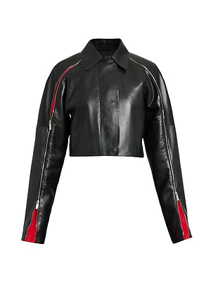 Two-Tone Leather Biker Jacket