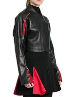 Two-Tone Leather Biker Jacket