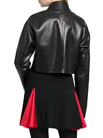 Two-Tone Leather Biker Jacket