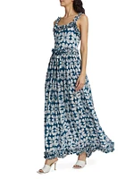 Aje Geometric Ruffle-Trim Maxi Dress