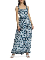 Aje Geometric Ruffle-Trim Maxi Dress