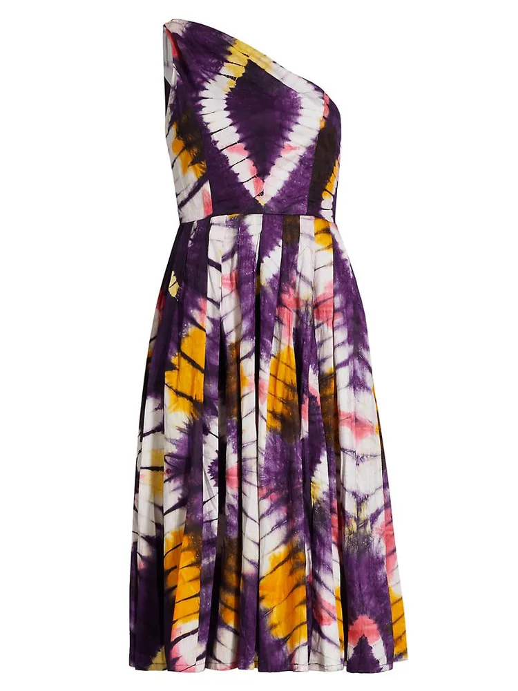 Owo One-Shoulder Tie-Dye Midi Dress