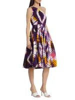 Owo One-Shoulder Tie-Dye Midi Dress