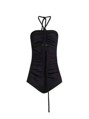 Ruched Halter Bodysuit