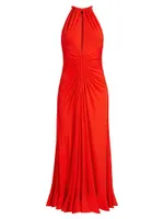 Ruched Crepe Jersey Maxi Dress