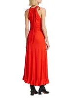 Ruched Crepe Jersey Maxi Dress