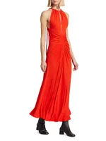 Ruched Crepe Jersey Maxi Dress